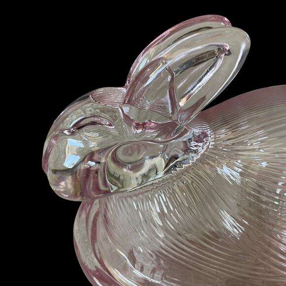 Bunny Boulevard Pink Glass Bunny Candy Jar Posh Easter Spring Decor NEW - Picture 3 of 16